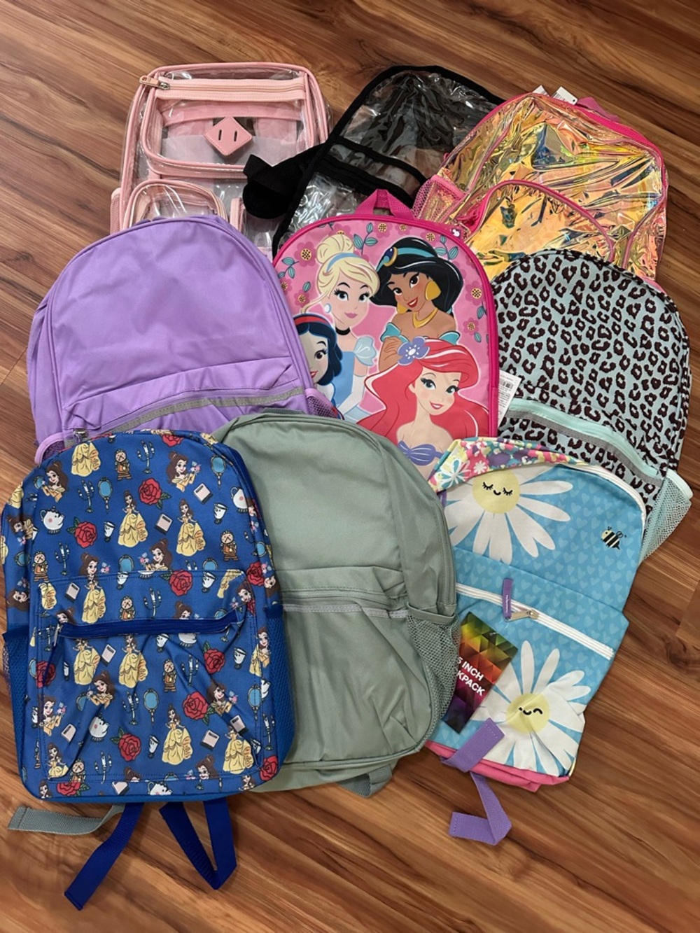 Bundle of Assorted Kids Backpacks - Purple, Pink, Blue, Green, Multi Disney